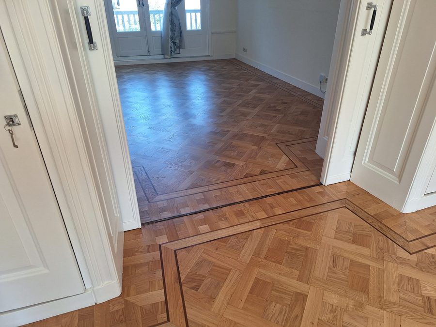 Gerenoveerd eiken tapisparket in het Statenkwartier in Den Haag
